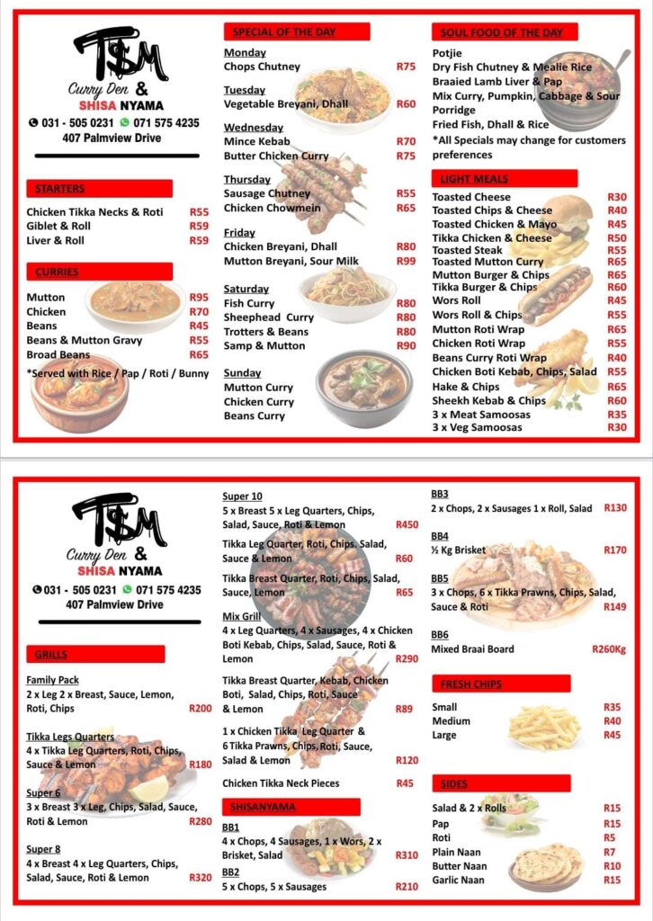 TSM curry den menu